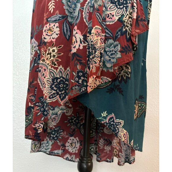 Sundance Paisley Dreams Floral Faux Wrap High-Low Hem Dress Size Petite Small - Picture 3 of 9